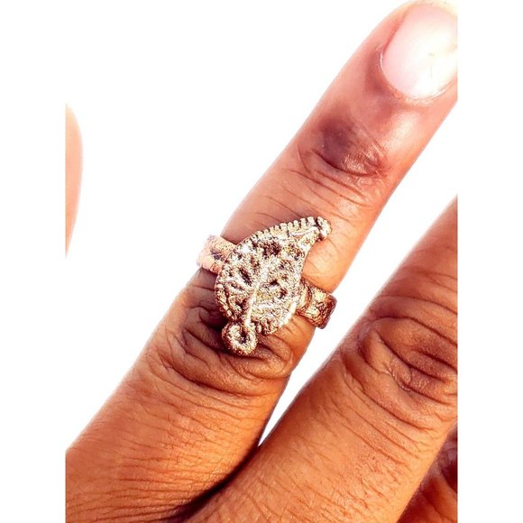 Copper leaf ring size 6.5 - Picture 10 of 12